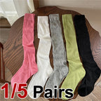 Cotton Blend Breathable Vertical Striped Long Socks For Women