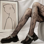 Nylon Polyester Skull Pattern Fishnet Pantyhose