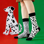 Cotton Blend Spotted Dog Print Unisex Mid Calf Crew Socks