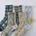 Cotton Blend Floral Mid Tube Socks
