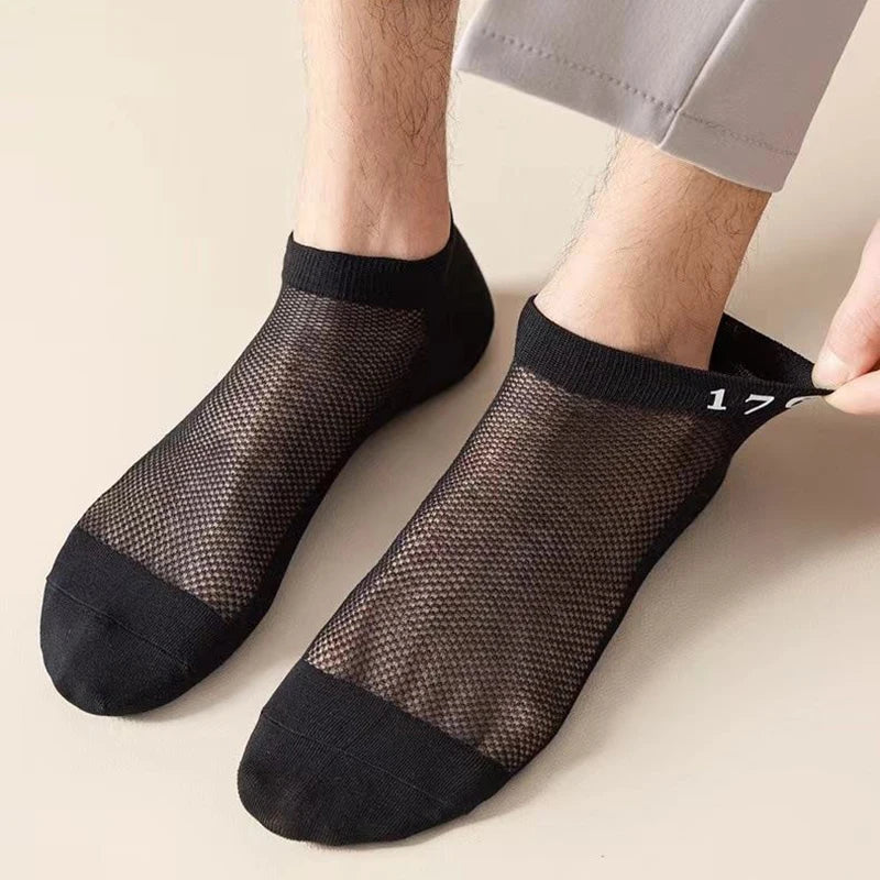 10 Pairs Mens Polyester Elastane Breathable Mesh Ankle Socks - 4