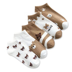Polyester Elastane Cartoon Bear Pattern Ankle Socks