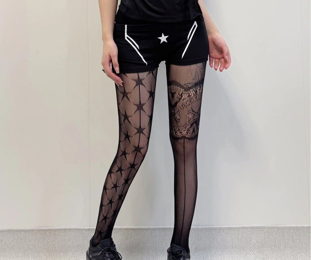 Nylon Lace Star Pattern Pantyhose Mesh Tights
