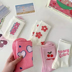 Polyester Elastane Cartoon Printed Mid Tube Casual Socks