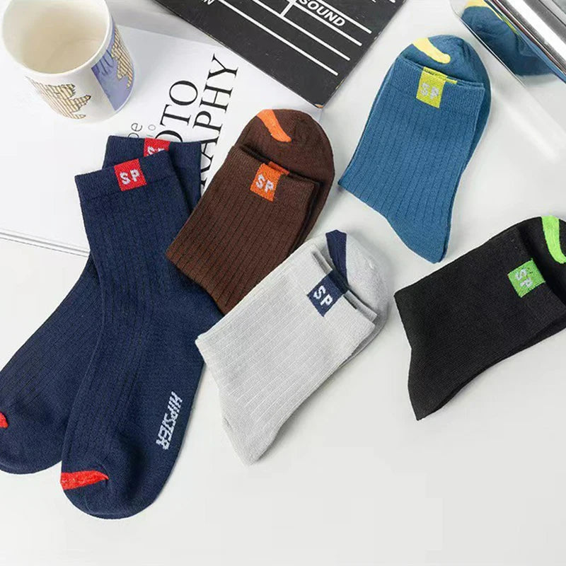 Polyester Blend Crew Socks Breathable Daily Wear