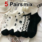 Polyester Elastane Cartoon Floral Print Low Cut Casual Socks