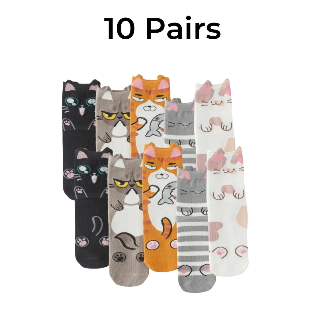 Polyester Elastane Animal Pattern Crew Socks Five Pairs