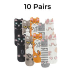 Polyester Elastane Animal Pattern Crew Socks Five Pairs