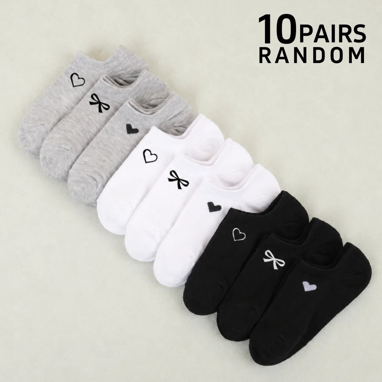 Womens Polyester Elastane Low Cut Heart Bow Ankle Socks 3 Pairs - 7