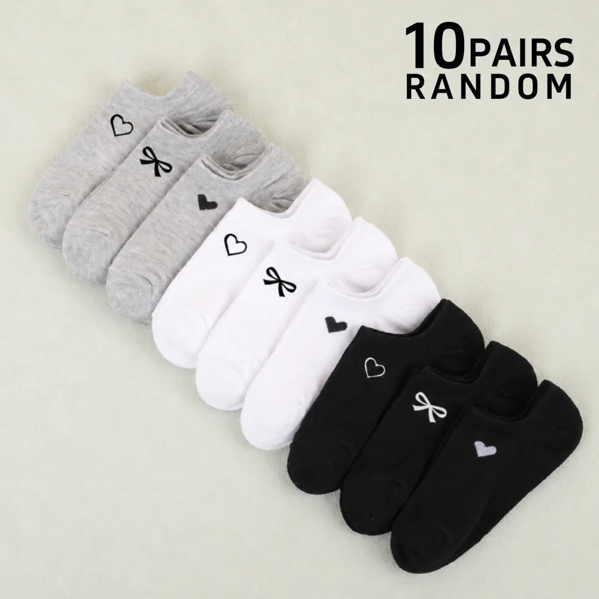 Womens Polyester Elastane Low Cut Heart Bow Ankle Socks 3 Pairs