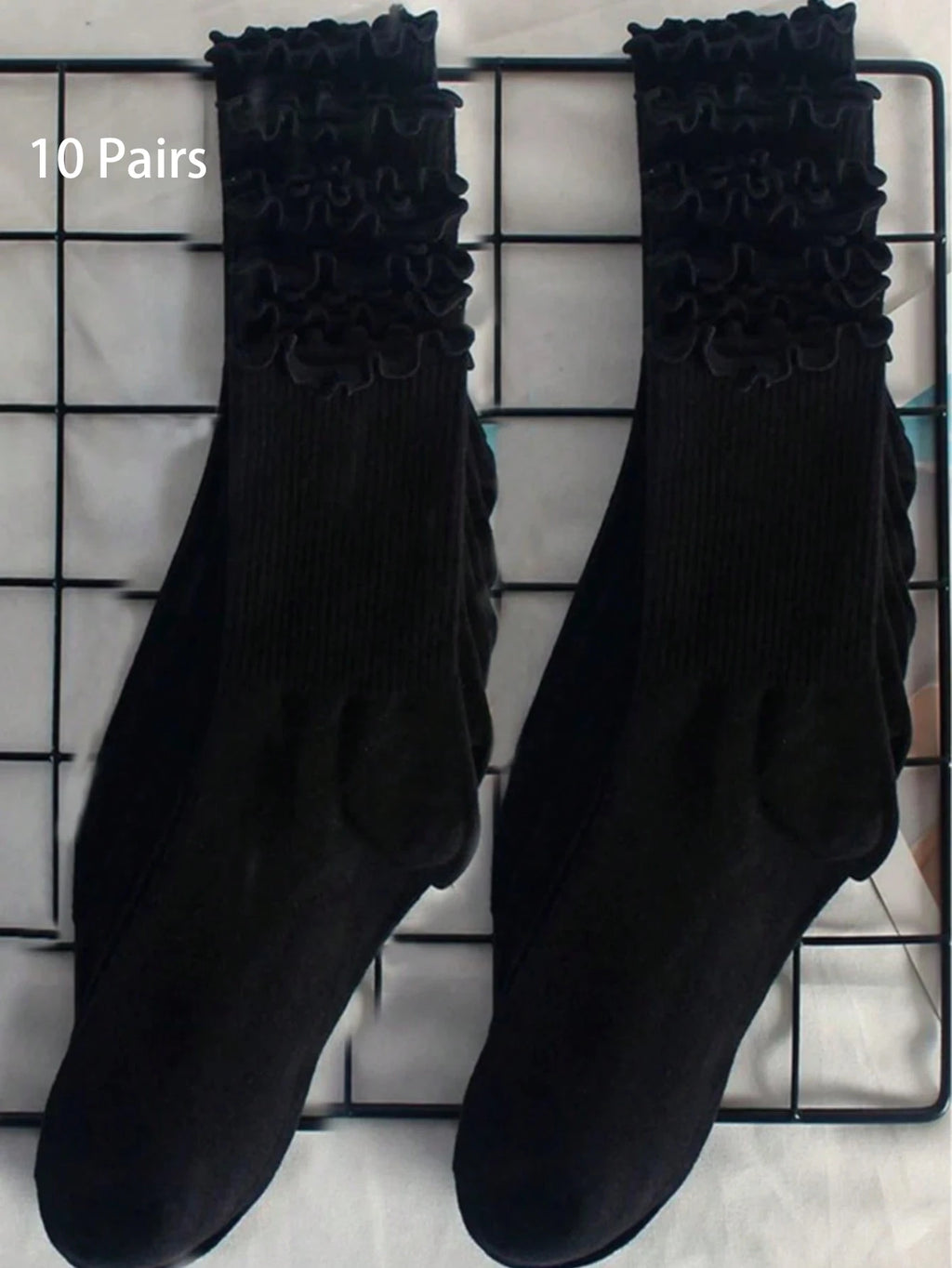 Polyester Spandex Mid Tube Socks 6 Pair Set