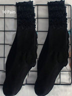 Polyester Spandex Mid Tube Socks 6 Pair Set