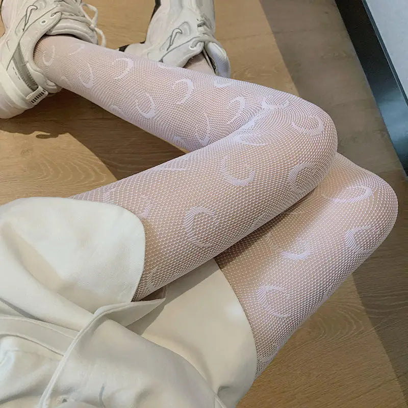 Star Moon Pattern Nylon Fishnet Pantyhose Tights - 12
