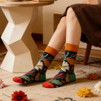 Cotton Blend Floral Mid Calf Socks