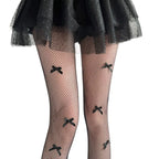 Nylon Bow Detail Fishnet Tights Women Sheer Stockings
