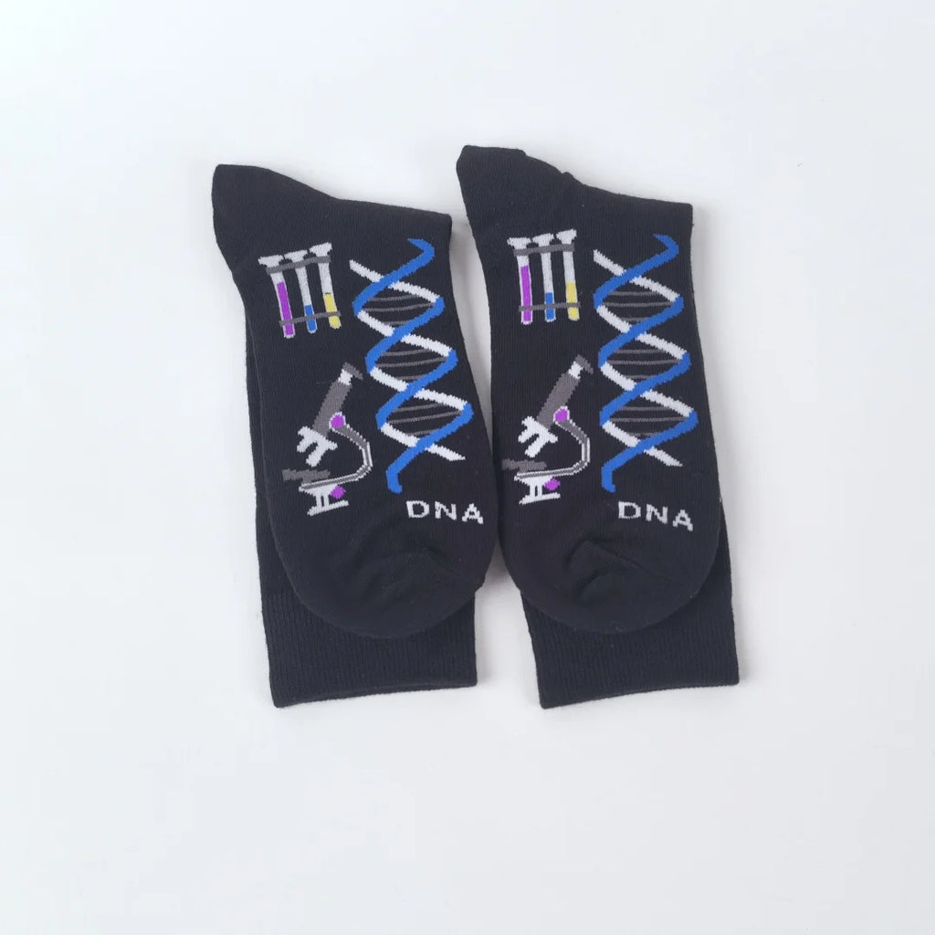 DNA Science Pattern Polyester Crew Socks
