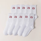 Polyester Elastane Crew Socks Number 23 Pattern