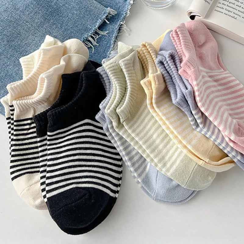 Polyester Elastane Striped Low Cut Casual Socks - 2