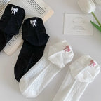 5 Pack Women Breathable Nylon Polyester Bow Knot Low Tube Socks
