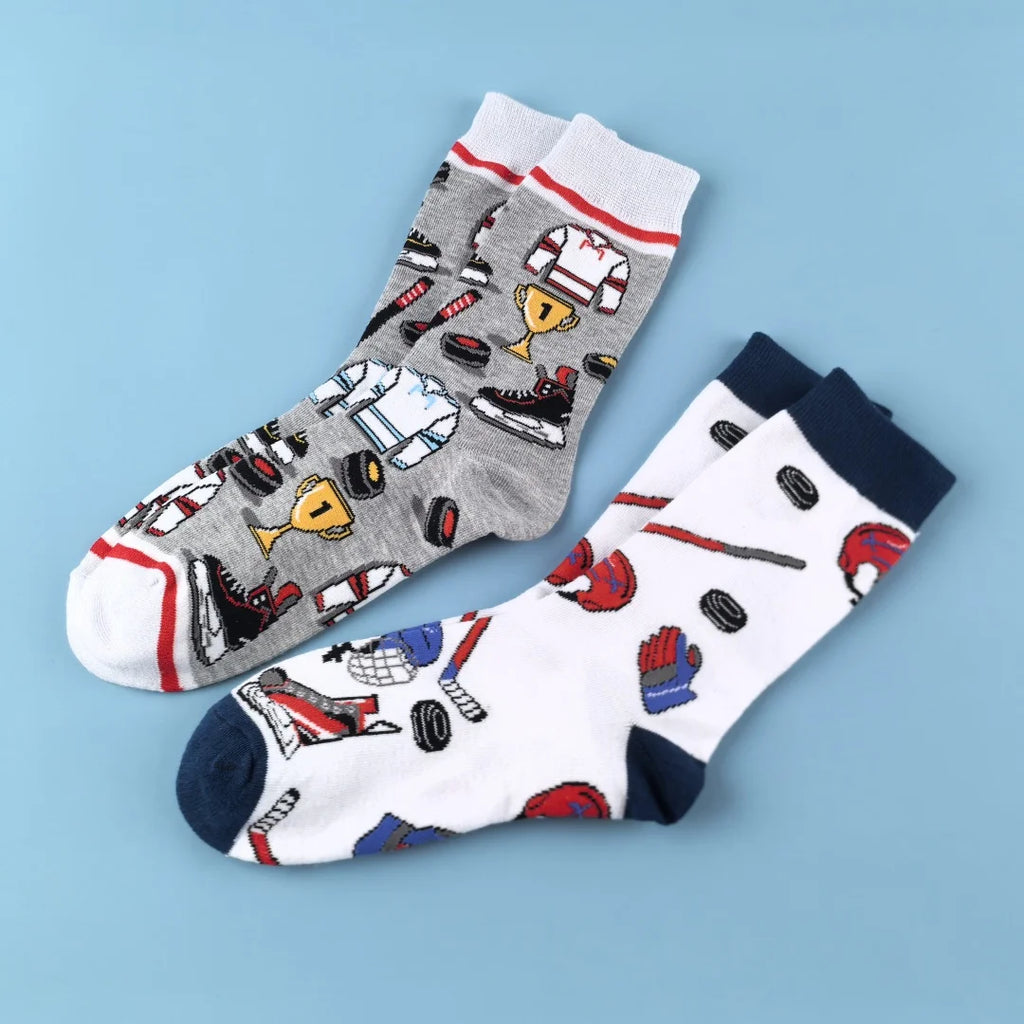 Polyester Elastane Ice Hockey Print Mid Calf Socks