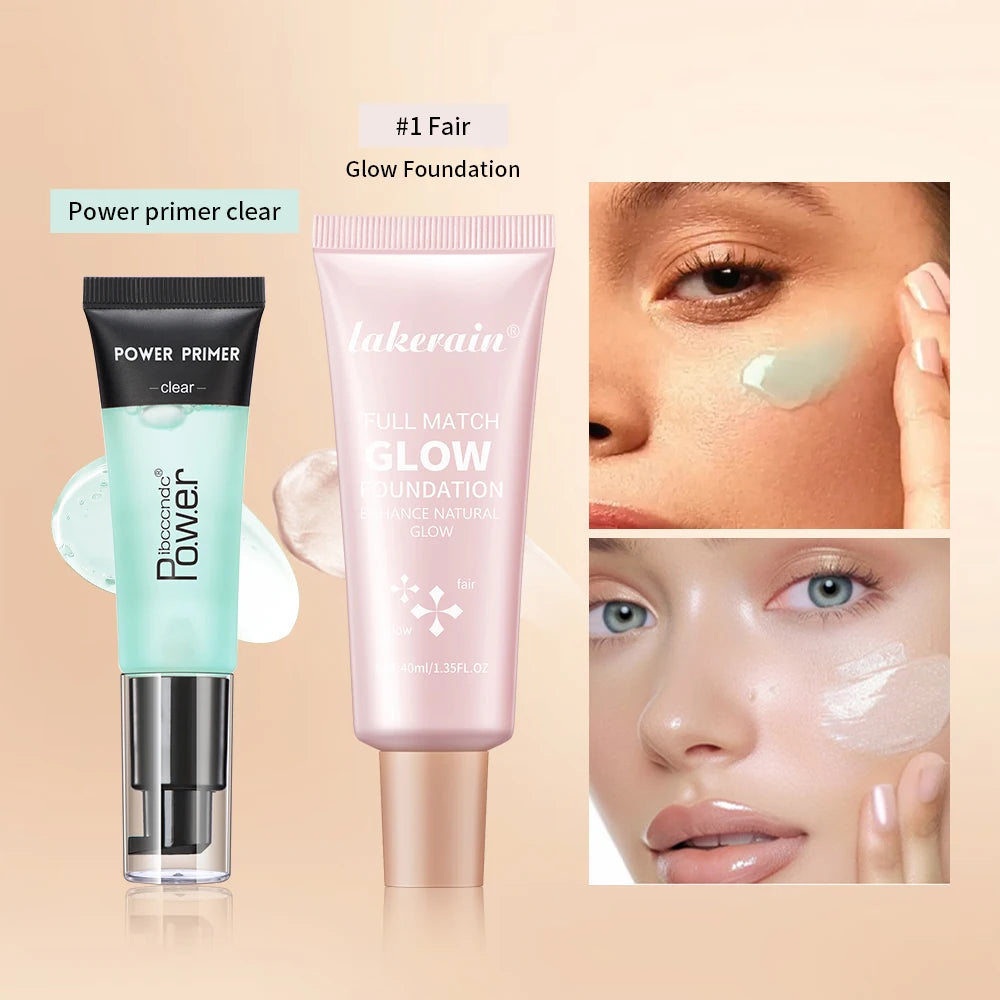 Liquid Face Primer and Glow Foundation Makeup Set