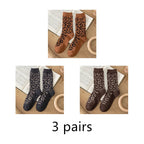 Leopard Print Wool Mid Calf Socks