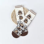 Cotton Blend Capybara Pattern Mid Calf Socks for Women