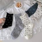 Polyester Spandex Bow Pattern Mid Tube Breathable Casual Socks