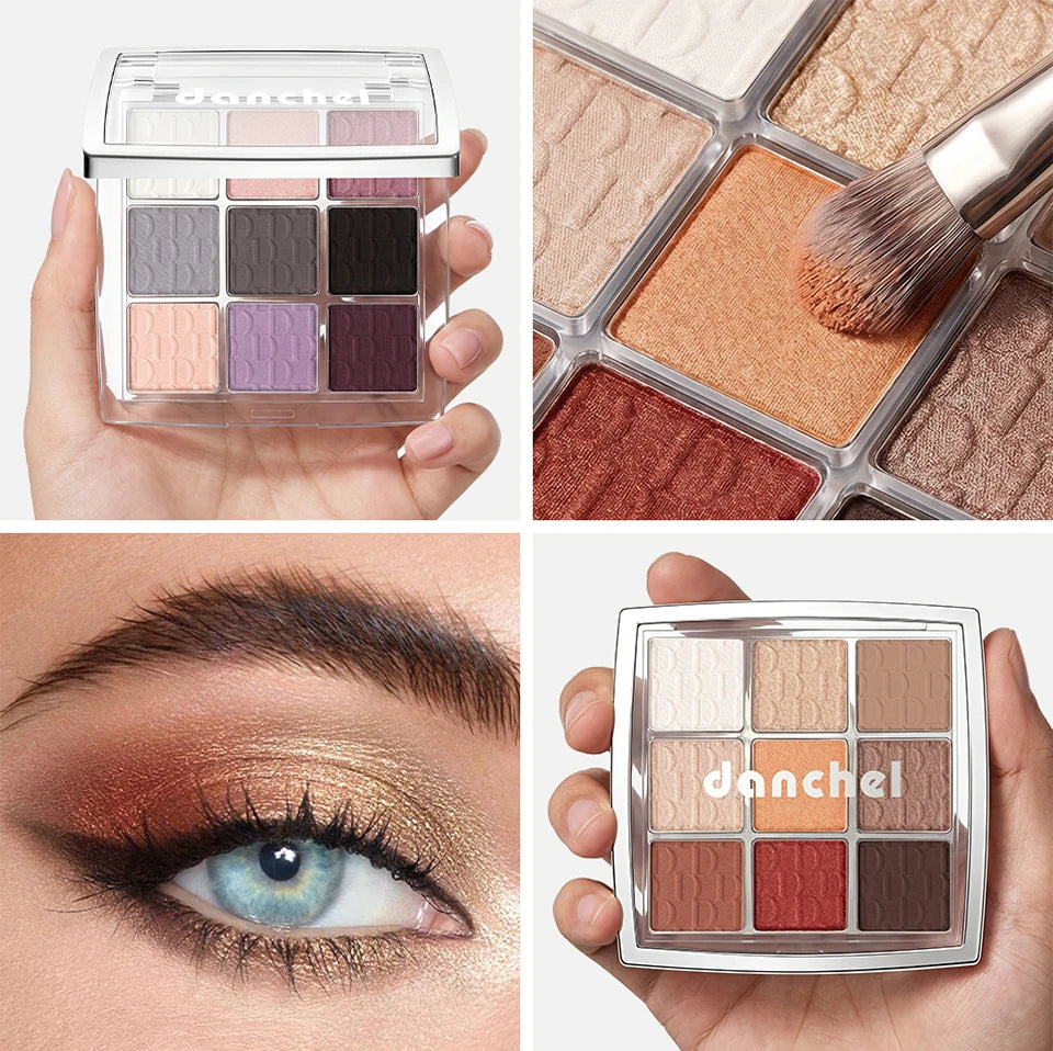9 Shade Powder Eyeshadow Palette Matte And Glitter Makeup