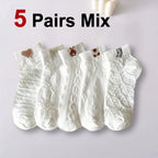 Polyester Elastane Cartoon Printed Low Tube Casual Socks