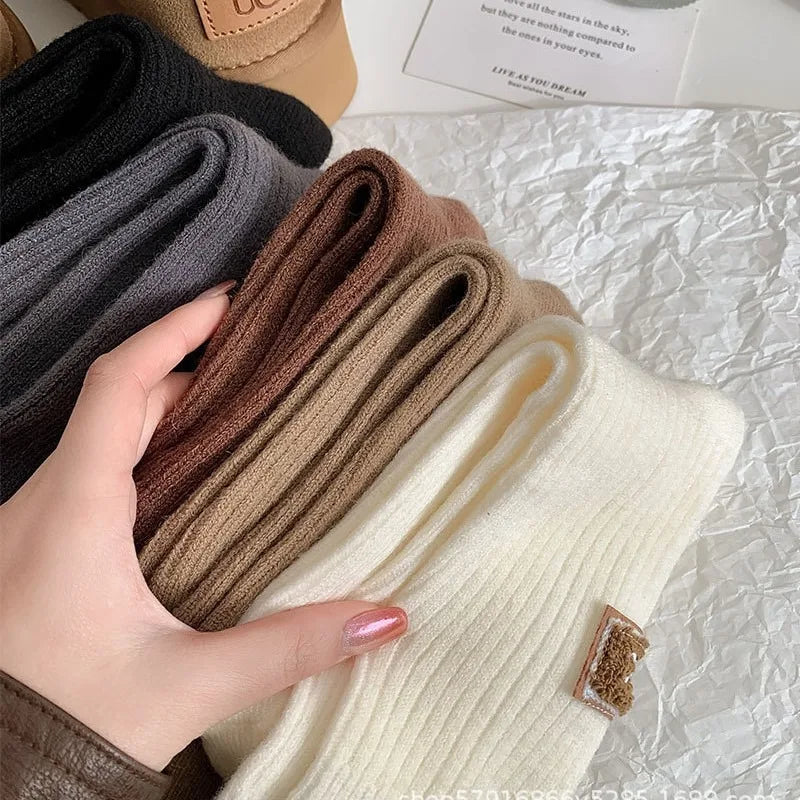 Thickened Polyester Mid Calf Knit Socks - 3