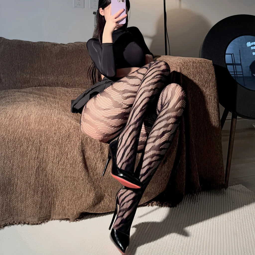 Geometric Mesh Pattern Nylon Pantyhose