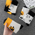 Polyester Elastane Halloween Patterned Mid Calf Socks 5 Pack