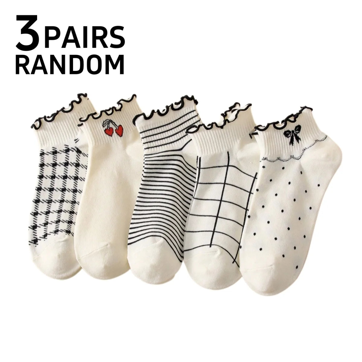 Polyester Elastane Ruffled Ankle Socks For Women