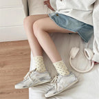 Polyester Elastane Polka Dot Mid Tube Casual Socks