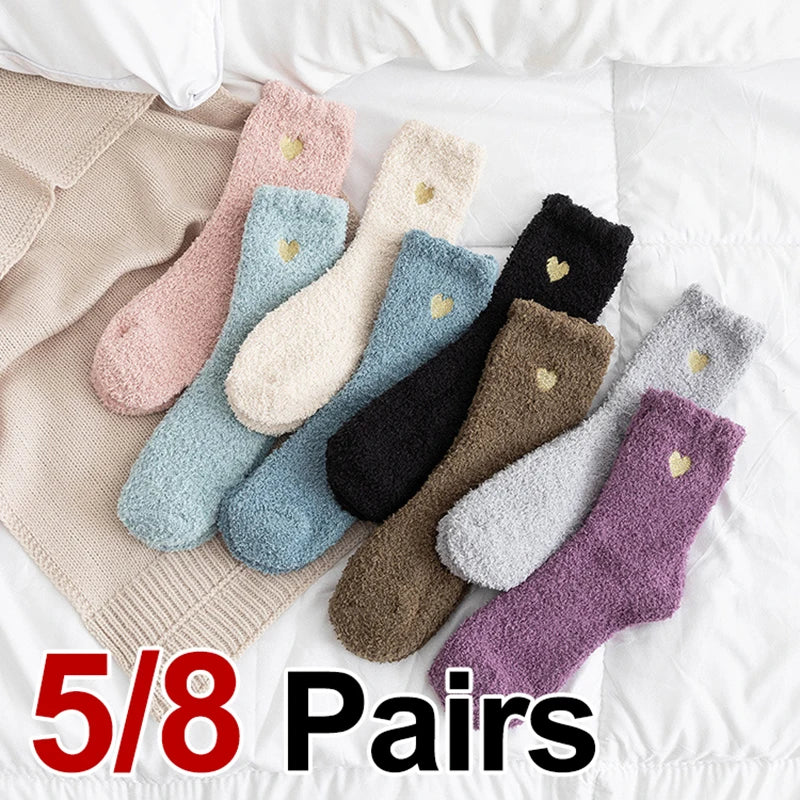 Thick Plush Coral Velvet Mid Tube Socks for Women
