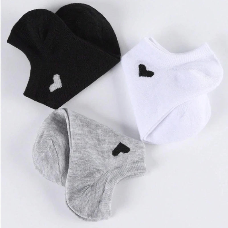 Polyester Elastane Low Cut Casual Heart Print Women Socks - 4