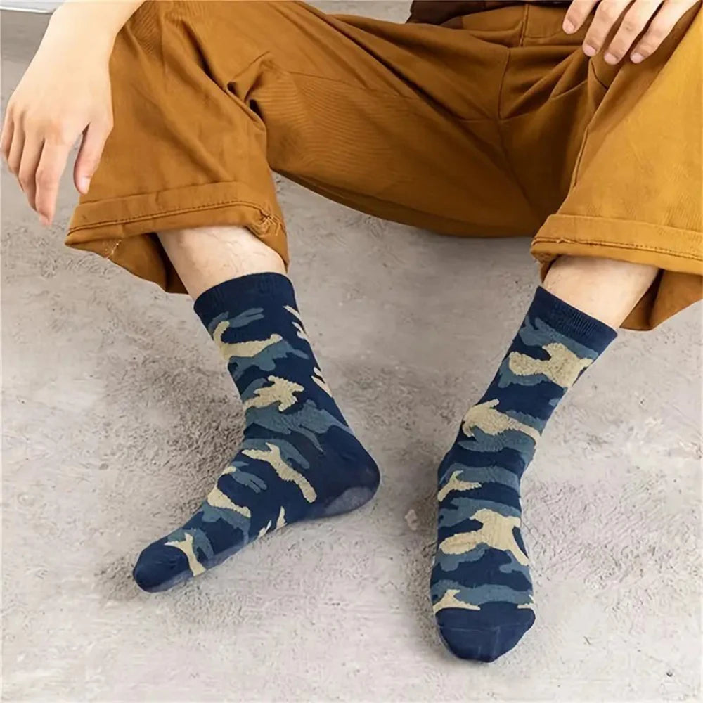 Polyester Elastane Camouflage Crew Socks
