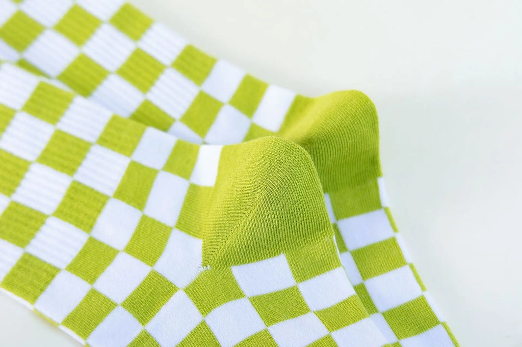 Cotton Blend Plaid Pattern Mid Tube Unisex Socks
