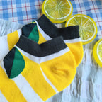 Yellow Striped Cotton Blend Ankle Socks