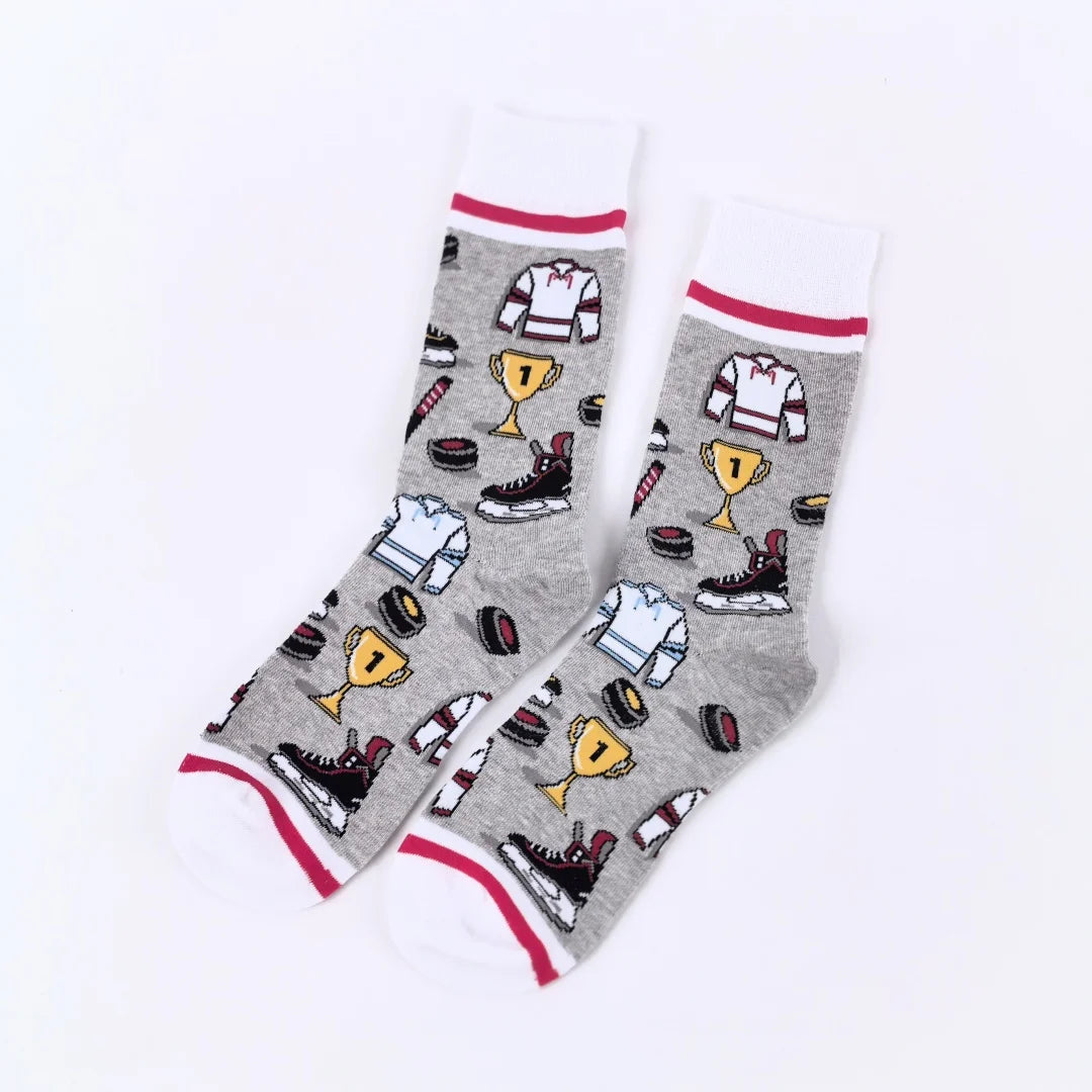Polyester Blend Sports Pattern Mid Calf Socks