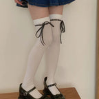 Nylon Elastane Bowknot Thigh High Stockings
