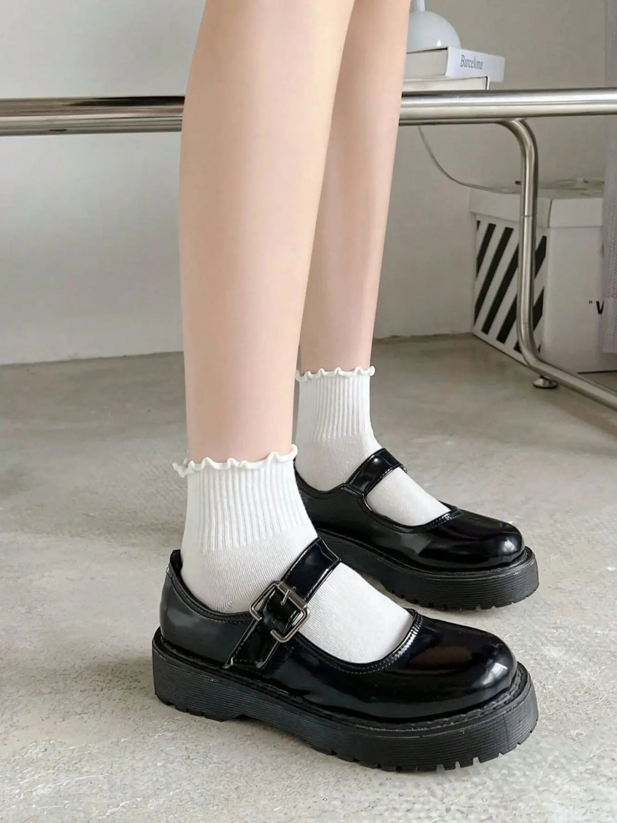Polyester Elastane Ruffle Crew Socks Set