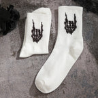 Polyester Elastane Skeleton Hand Print Crew Socks