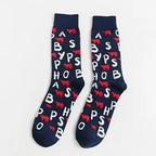 Cotton Blend Letter And Cow Print Mid Calf Crew Socks