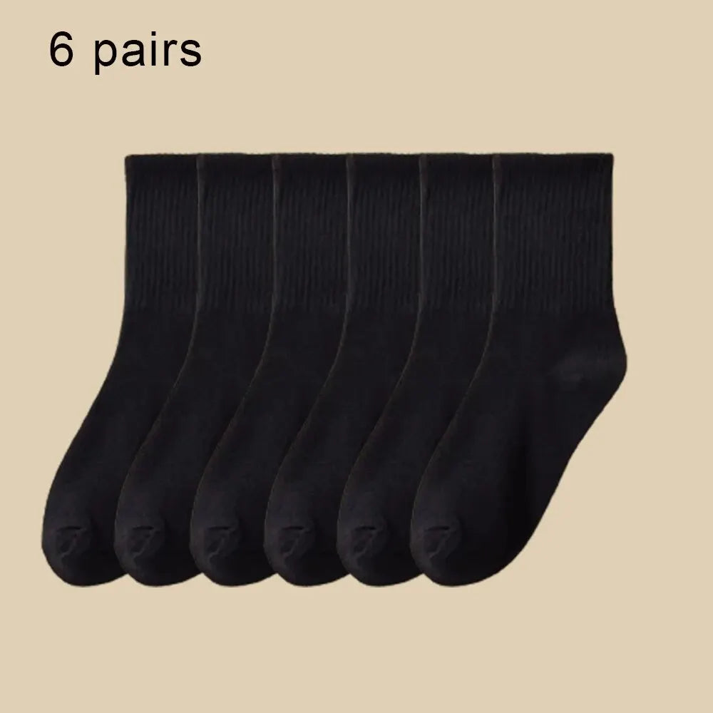 6 Pairs Polyester Spandex Crew Socks