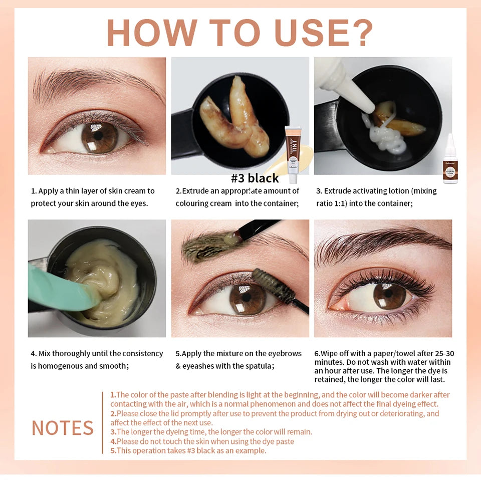 Eyelash and Eyebrow Tinting Kit Waterproof Cosmetic Dye