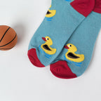 Cotton Blend Yellow Duck Pattern Casual Low Tube Socks
