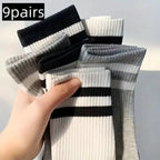 6 Pairs Polyester Spandex Crew Socks