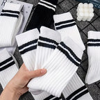 Polyester Blend Striped Mid Tube Crew Socks